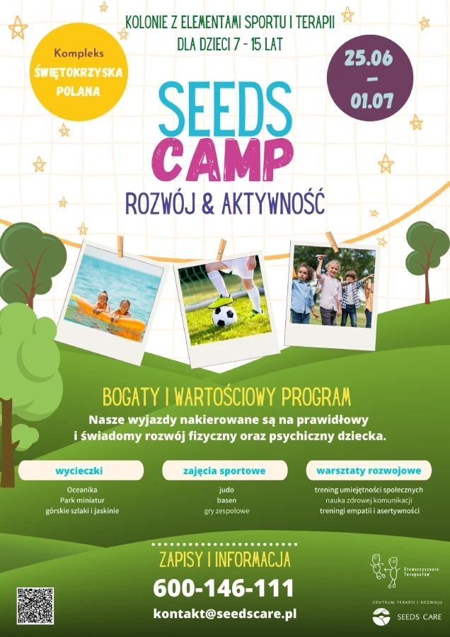 plakat Seeds Camp Świętokrzyskie rozwój & aktywność